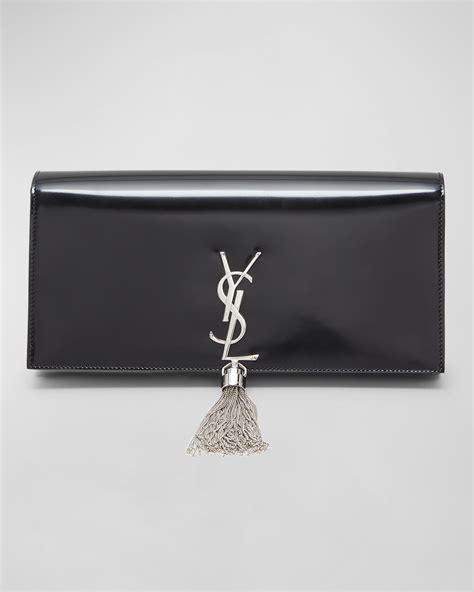 Saint Laurent Kate Tassel YSL Clutch Bag in Spazzolato Leather